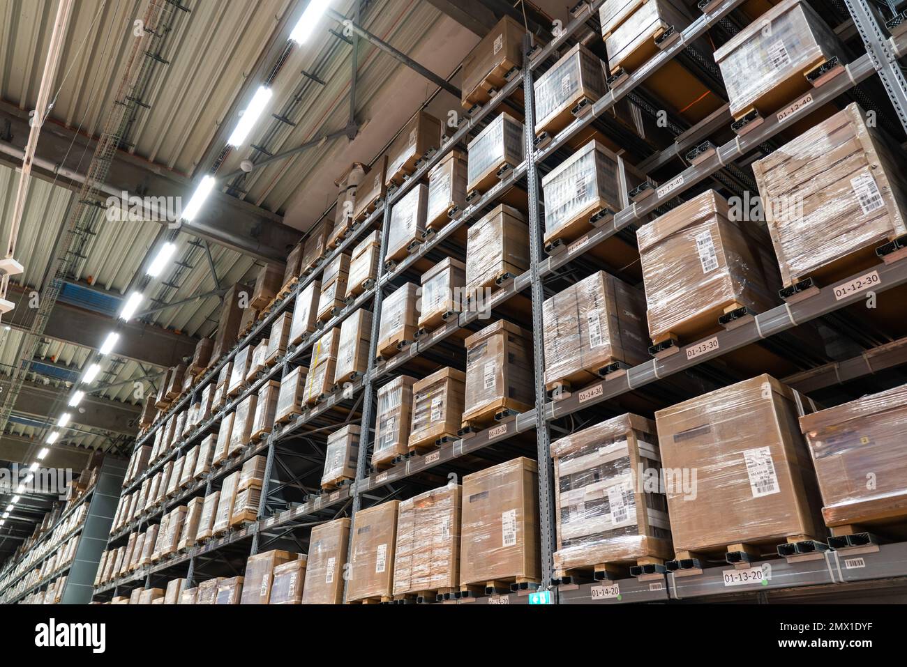 Belgrade, Serbia January 02, 2023 Warehouse aisle in IKEA store