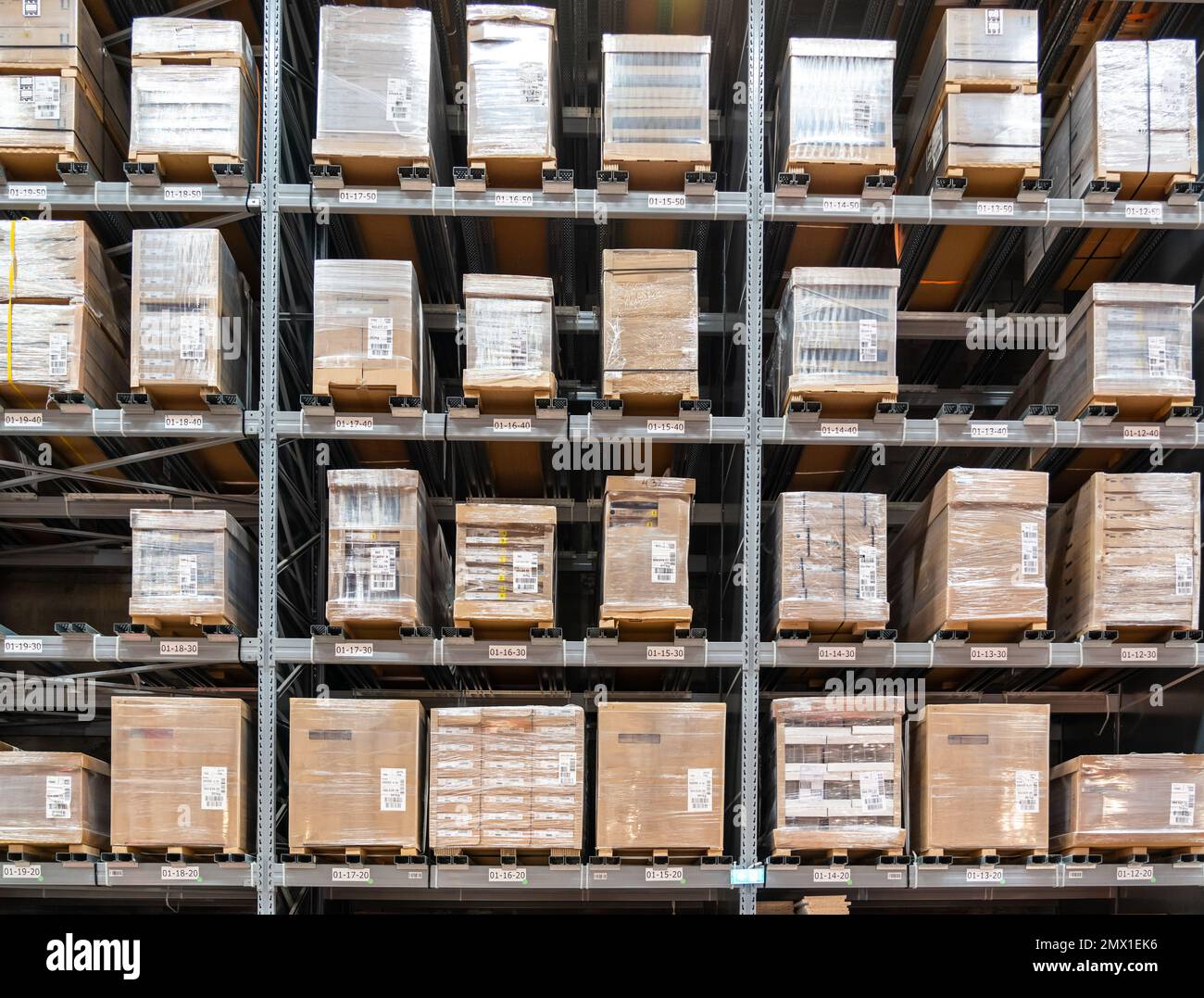 Belgrade, Serbia January 02, 2023 Warehouse aisle in IKEA store