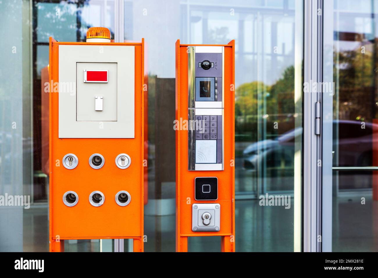 Access control system with video intercom, emergency or alarm siren and  security camera at the entrance of some apartments in Vienna, Austria Stock  Photo - Alamy