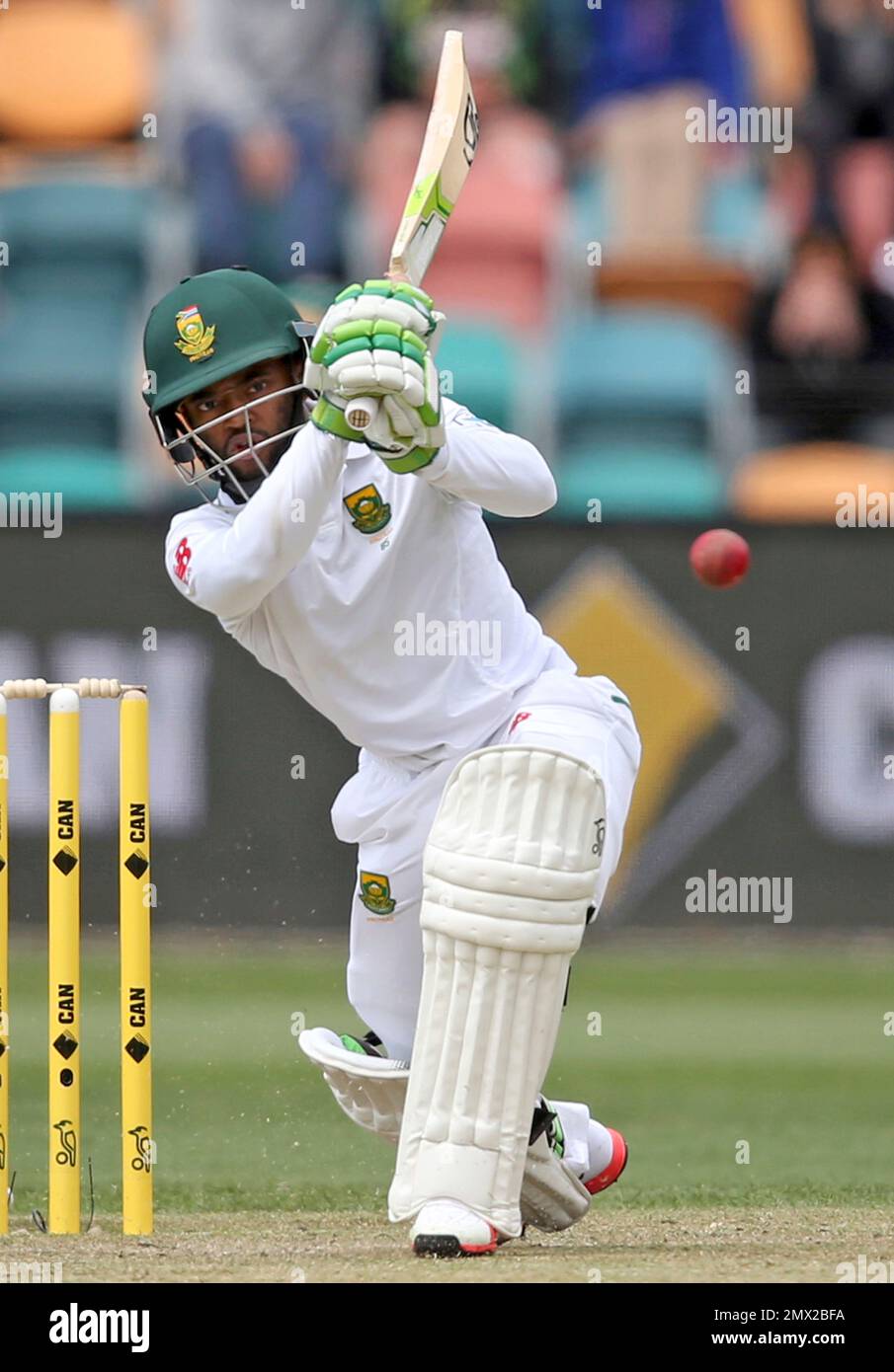 South Africa's Temba Bavuma drives the ball against Australia during ...