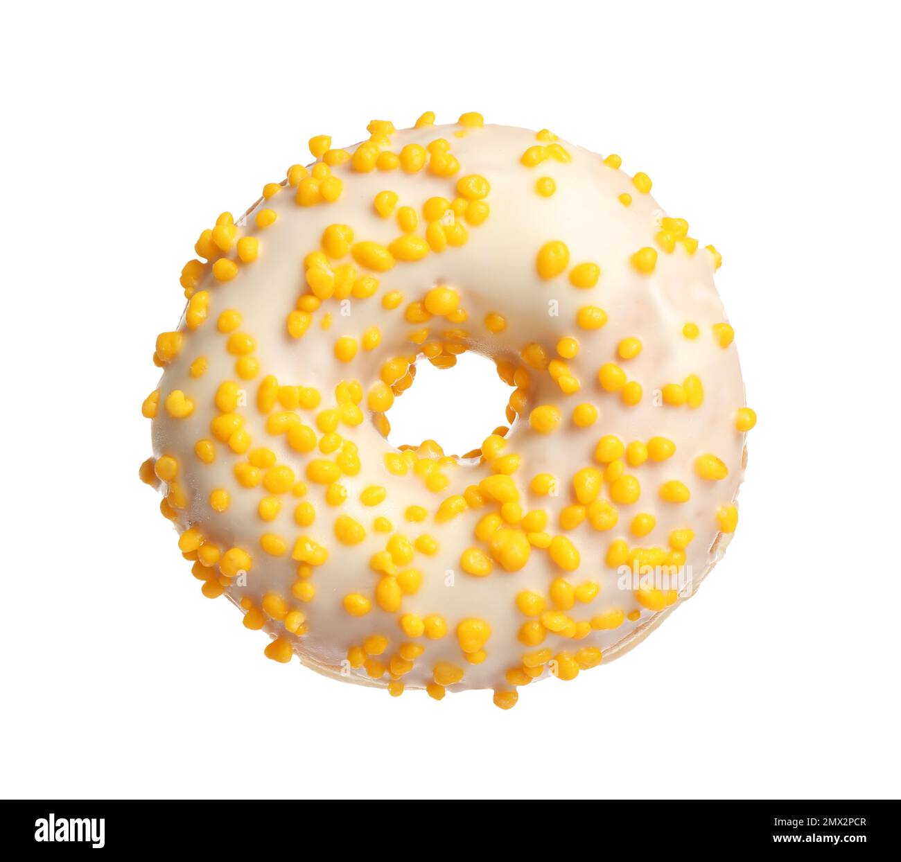 Sweet delicious glazed donut on white background Stock Photo - Alamy