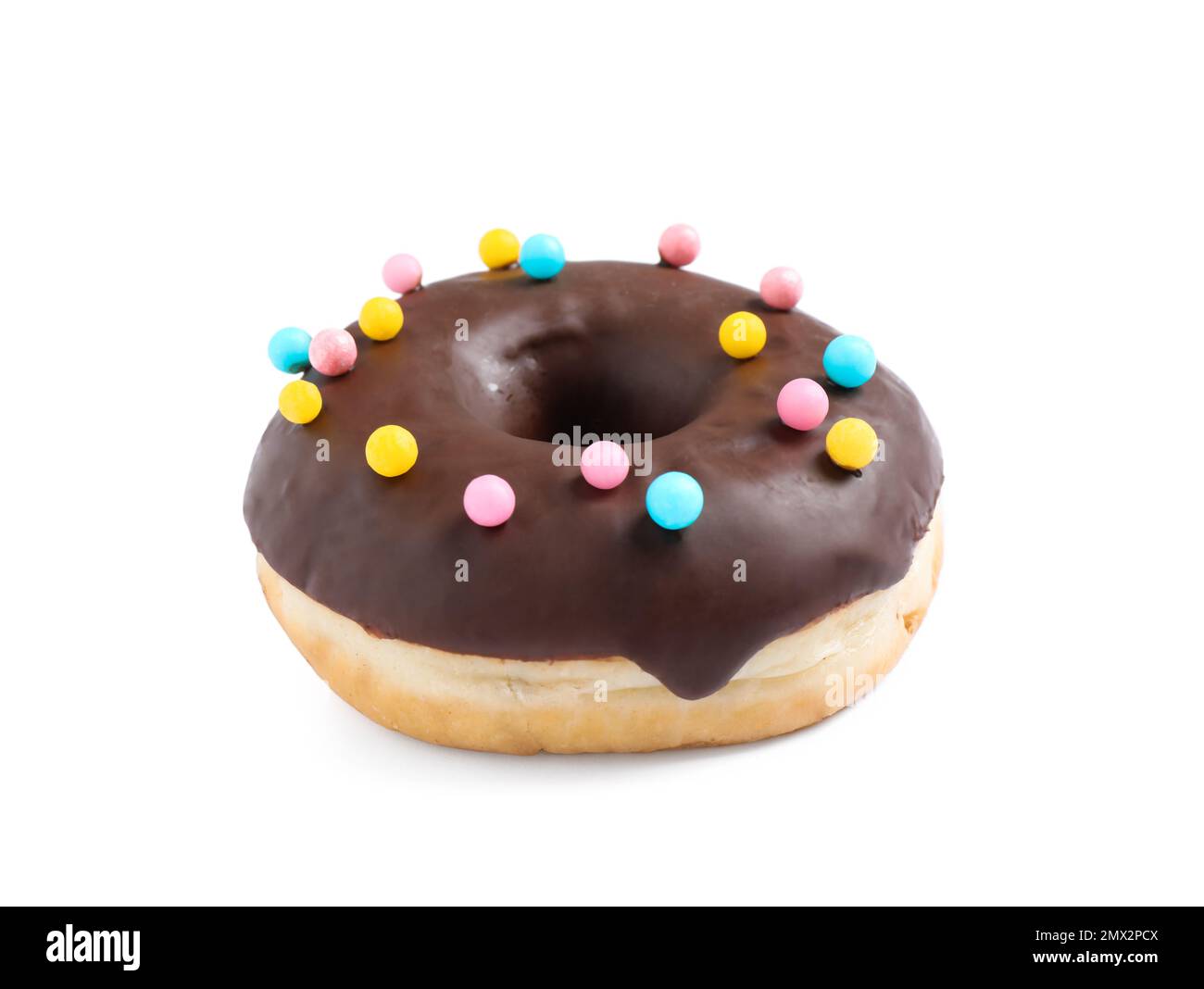 Sweet delicious glazed donut on white background Stock Photo - Alamy