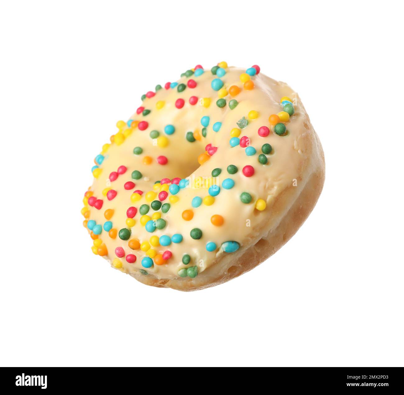 Sweet delicious glazed donut on white background Stock Photo - Alamy