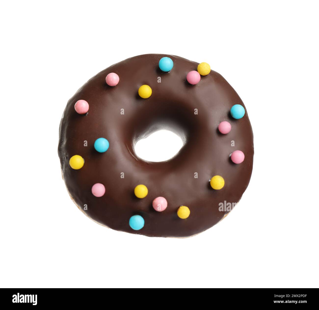 Sweet delicious glazed donut on white background Stock Photo - Alamy