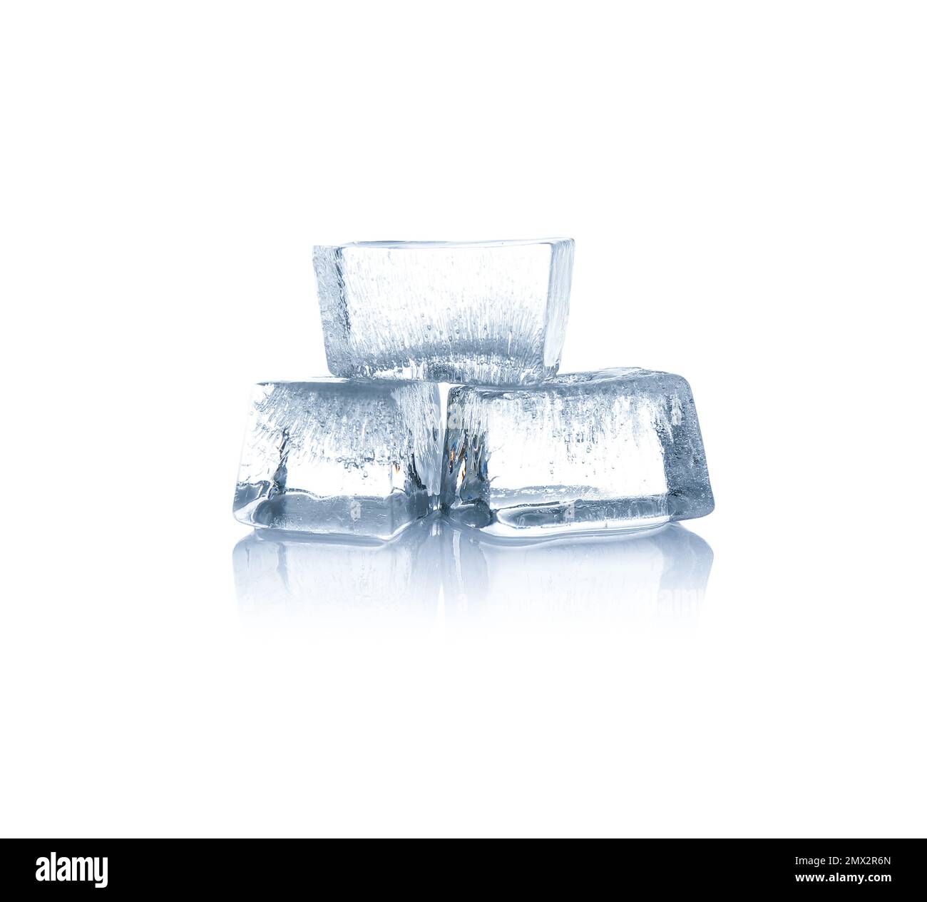 Crystal clear ice cubes isolated on white Stock Photo Alamy