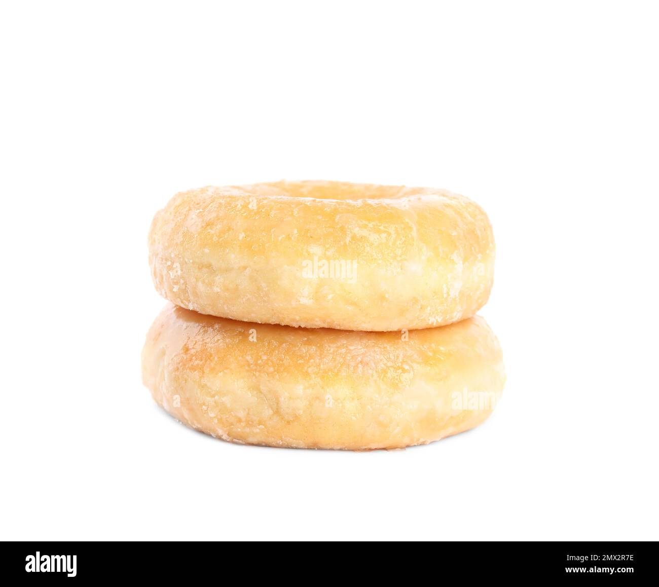 Sweet delicious glazed donuts on white background Stock Photo - Alamy