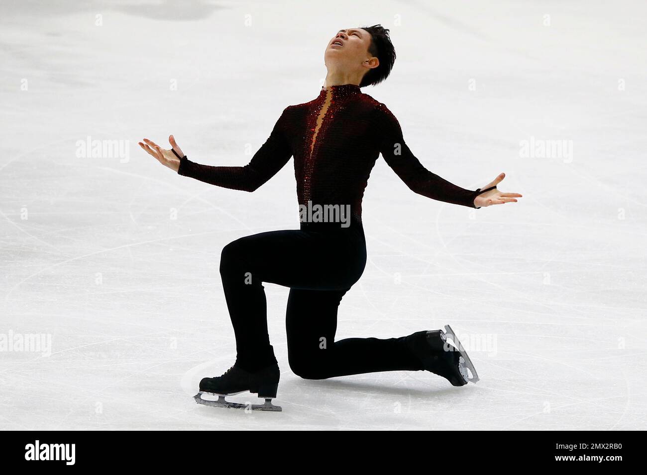 Denis Ten of Kazakhstan competes in the Men Free Skating Program during the ISU figure skating