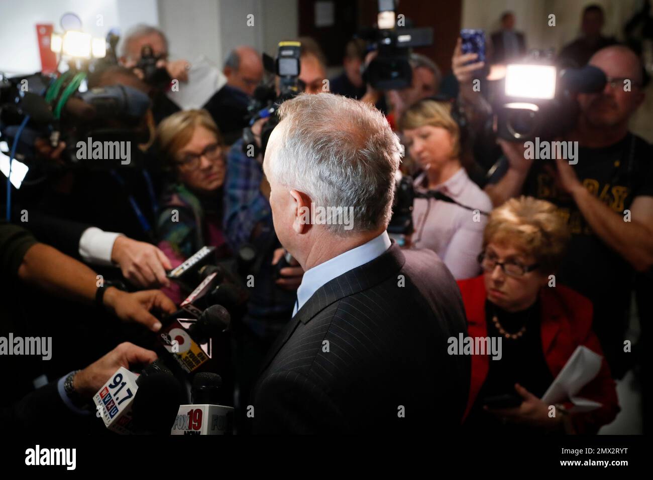 Hamilton County Prosecutor Joseph Deters speaks to the media outside ...