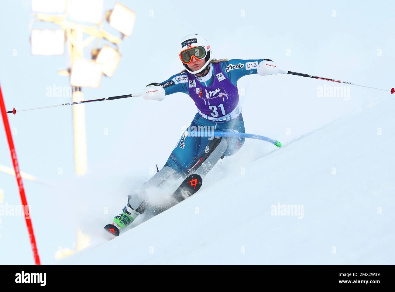 Maren Skjoeld of Norway competes during the first run of an alpine skiing  women's World Cup slalom, in Levi, Finland, Saturday Nov. 12, 2016. (AP  Photo/Alessandro Trovati Stock Photo - Alamy