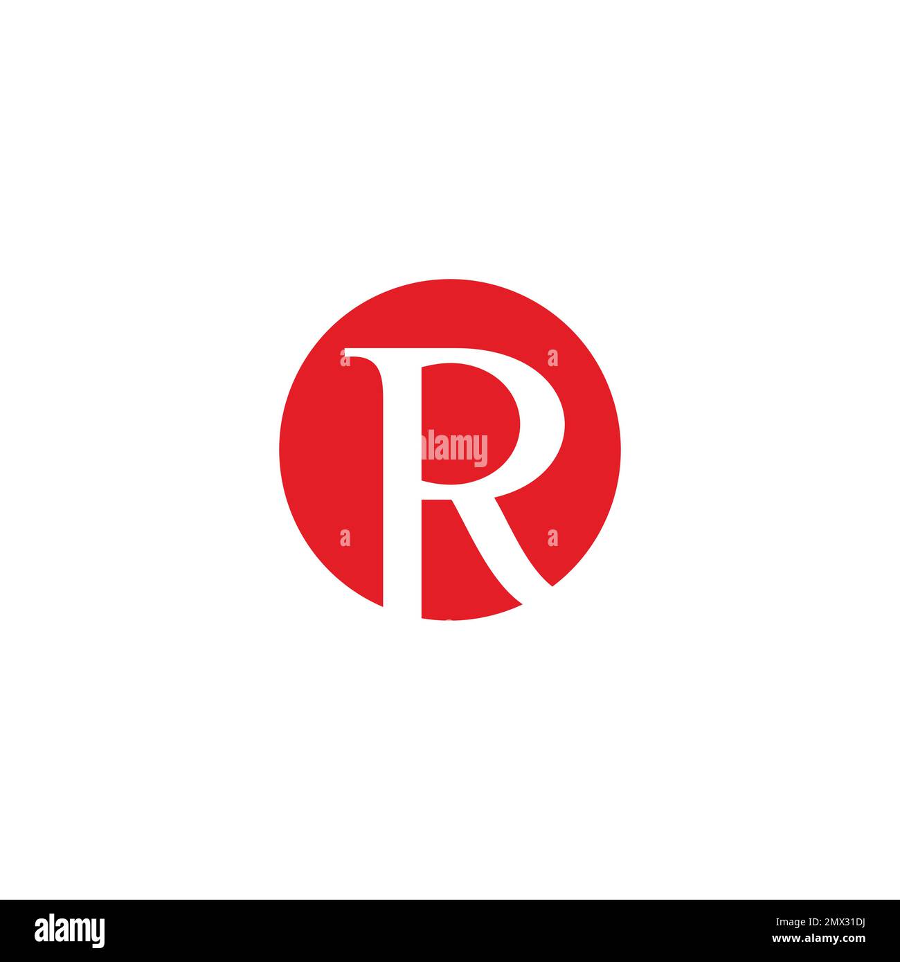 letter r red round negative space logo vector Stock Vector