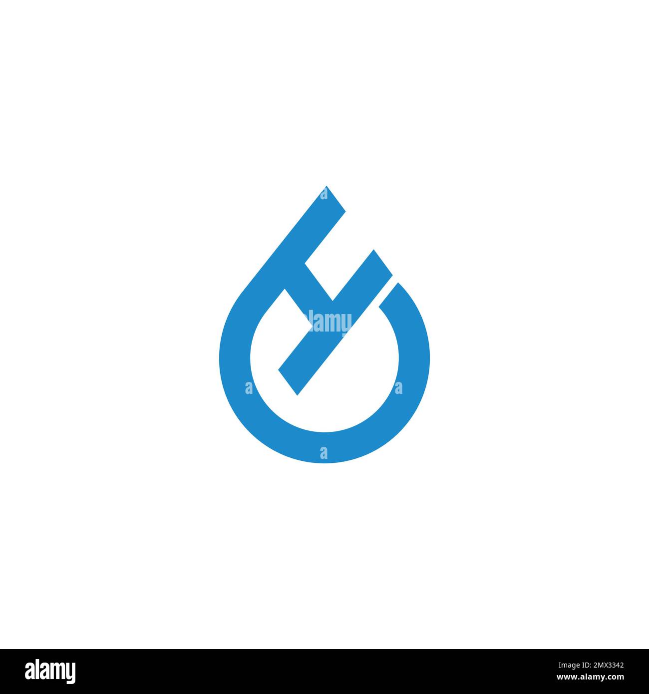 letter h drop water blue line logo vector Stock Vector