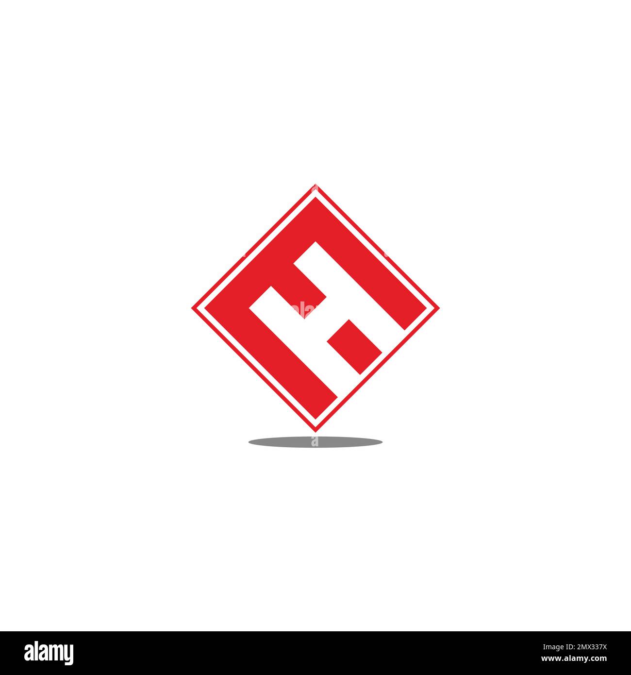 letter h negative space shadow square logo vector Stock Vector