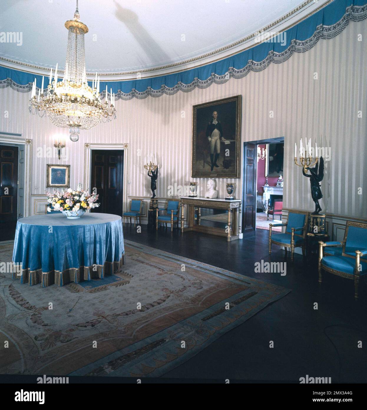 The Blue Room at the the White House in Washington, D.C., is shown ...