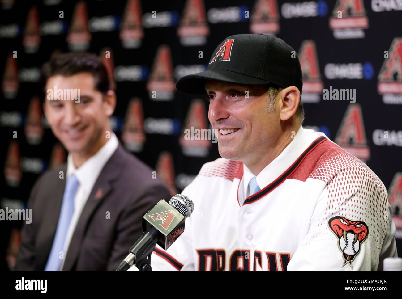 New Arizona Diamondbacks manger Torey Lovullo speaks to the media for