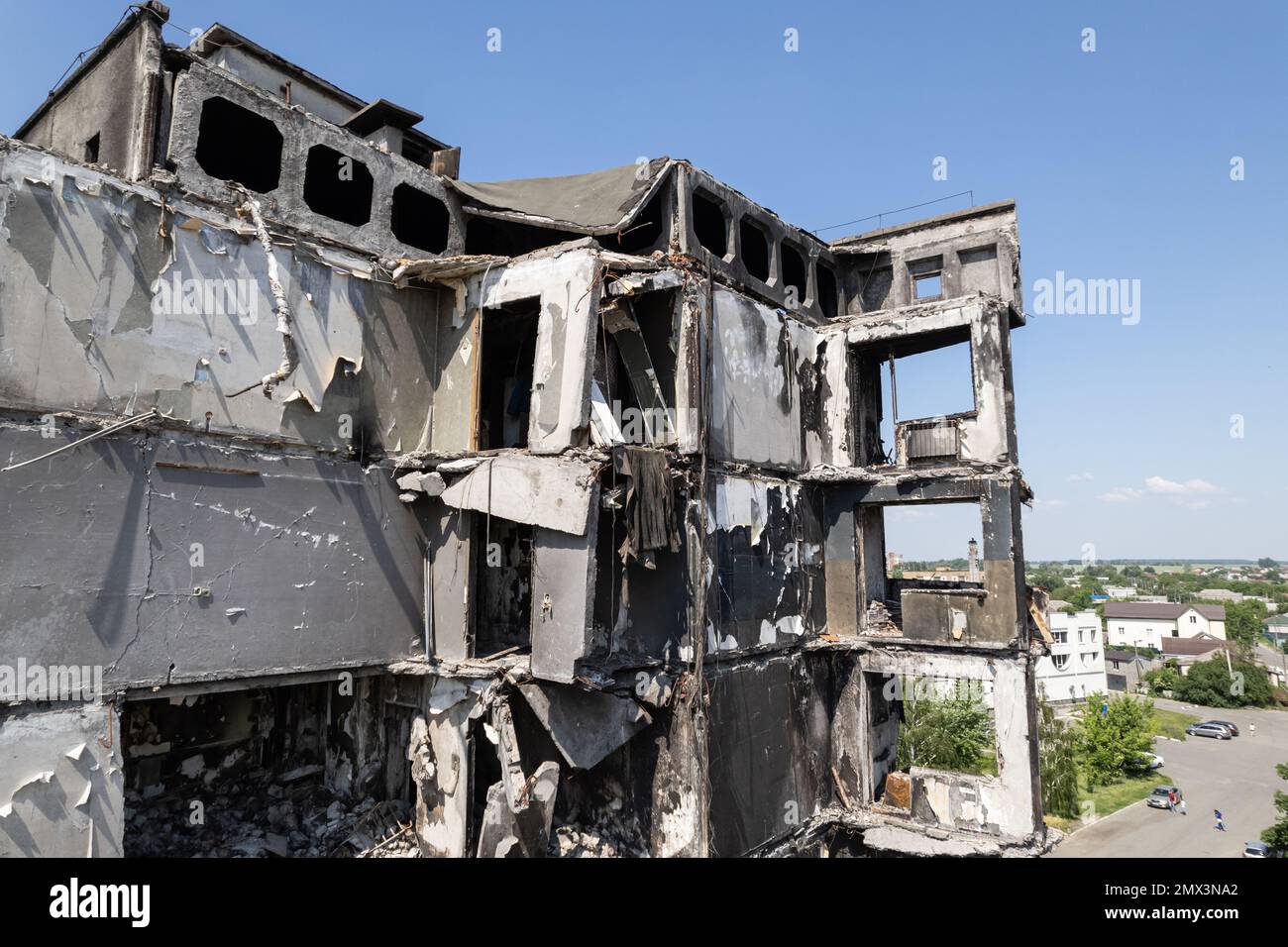 War in Ukraine - destroyed building in Borodyanka, Bucha district Stock ...