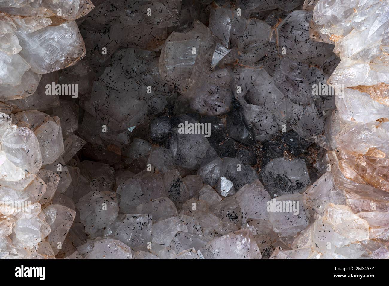 full frame close up of crystal cave, crystal geode. High depth of focus Stock Photo