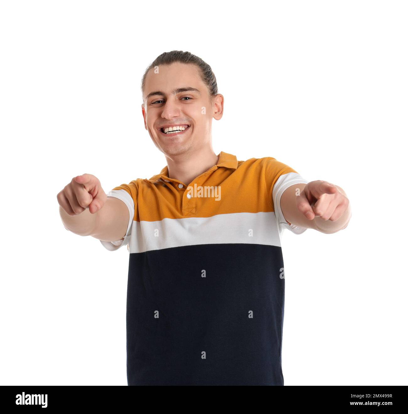 Portrait of happy young man on white background Stock Photo - Alamy