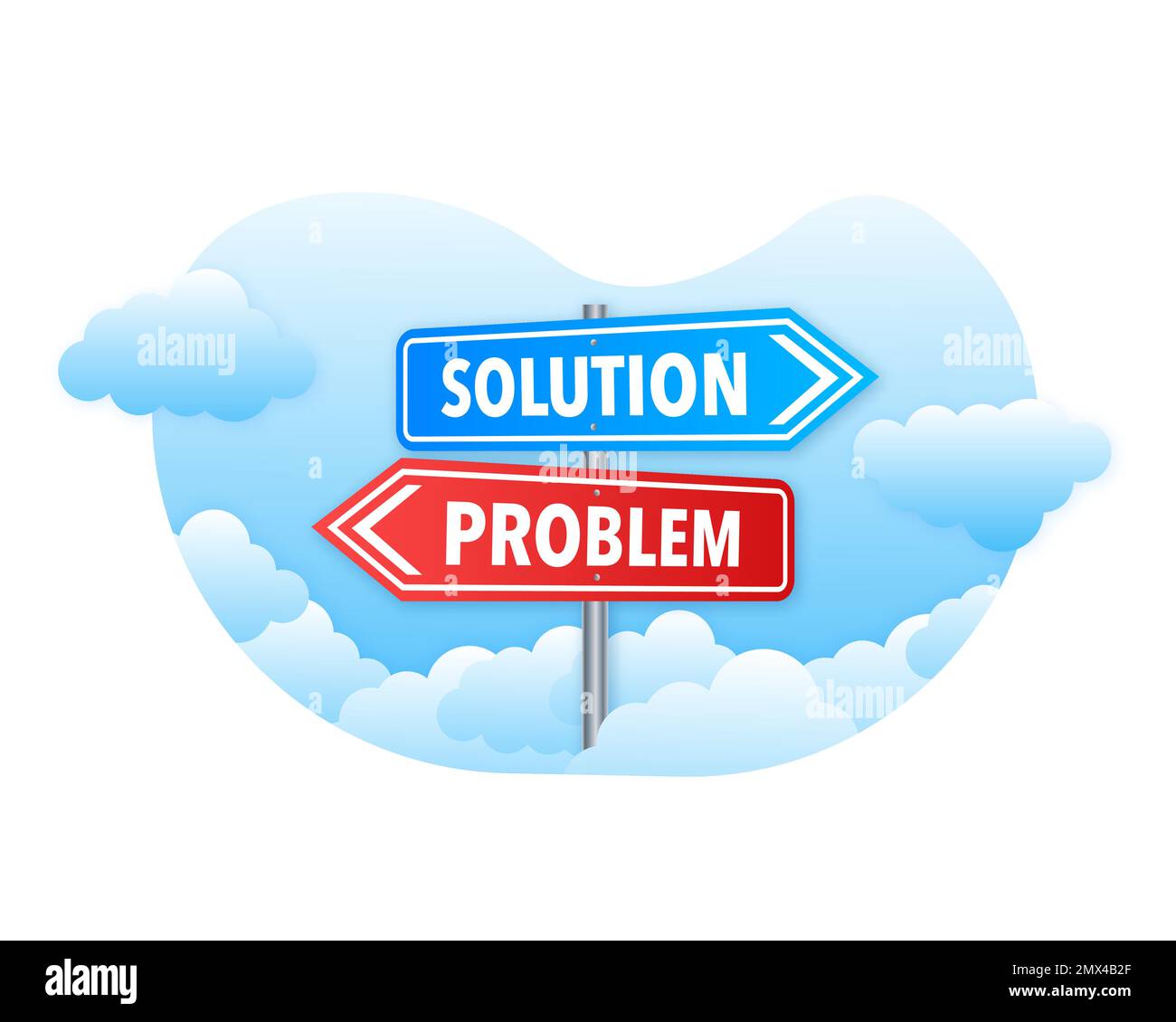 Solution and problem road sign. Answer to hard question Stock Vector