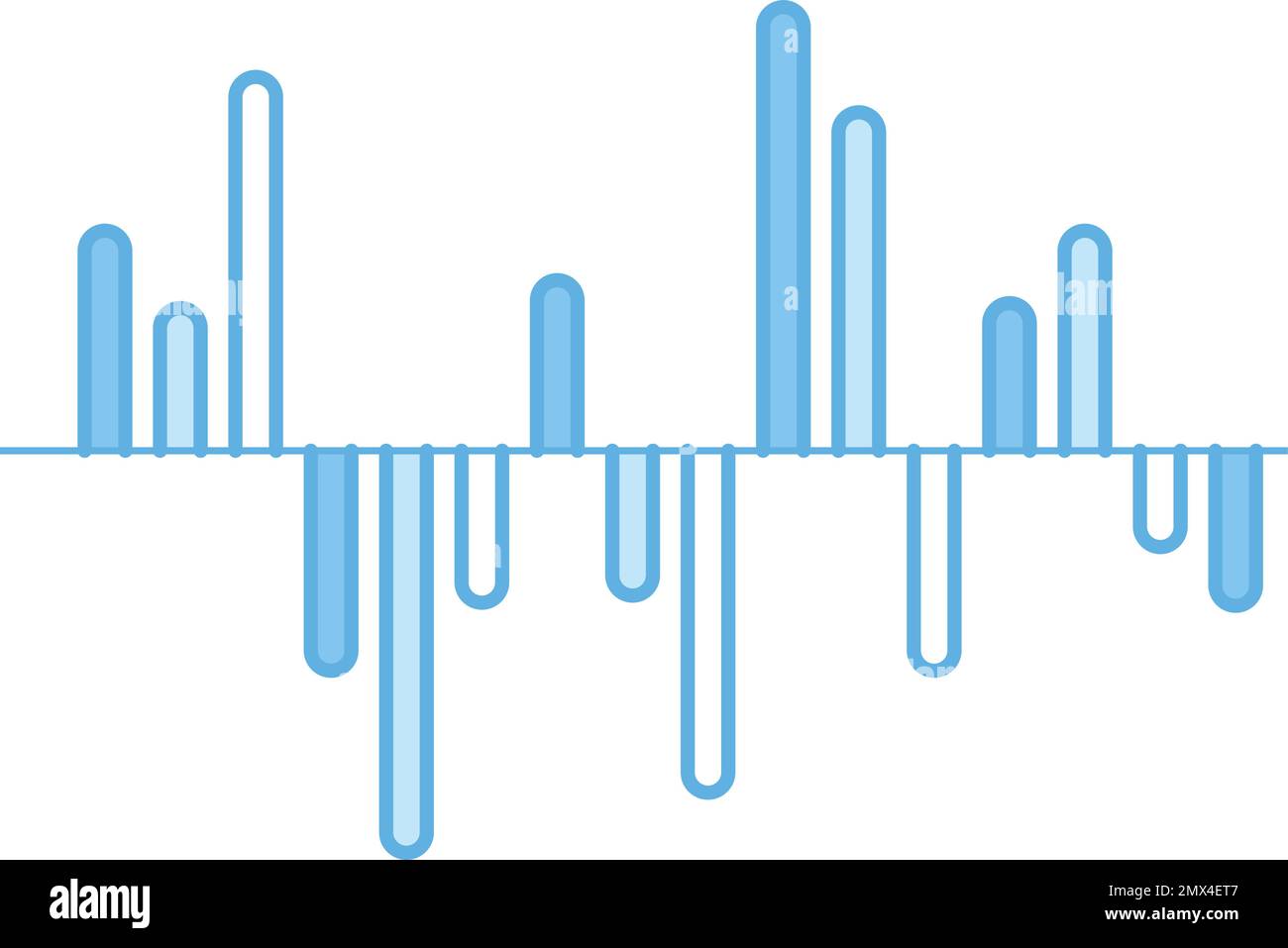 Histogram graph icon. Blue data range representation Stock Vector