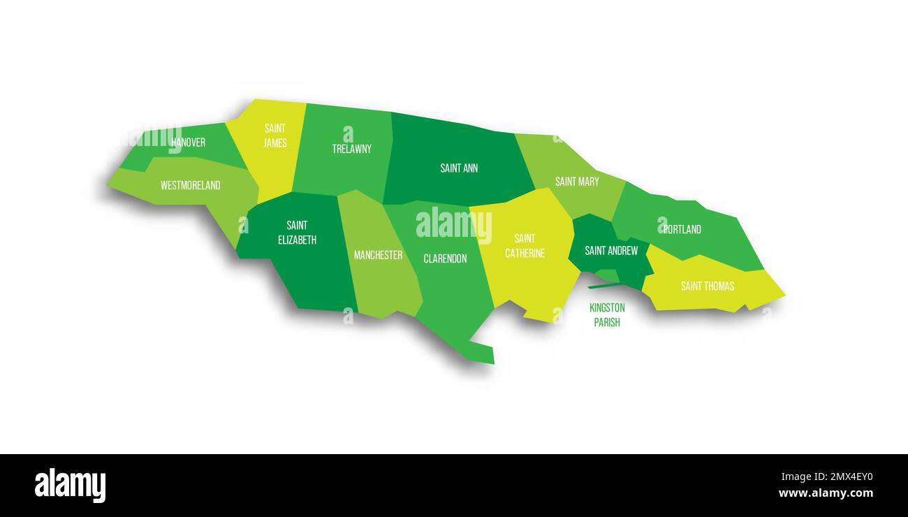 Jamaica political map of administrative divisions Stock Vector Image