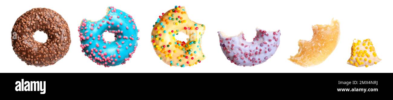 Set of glazed delicious donuts on white background Stock Photo - Alamy