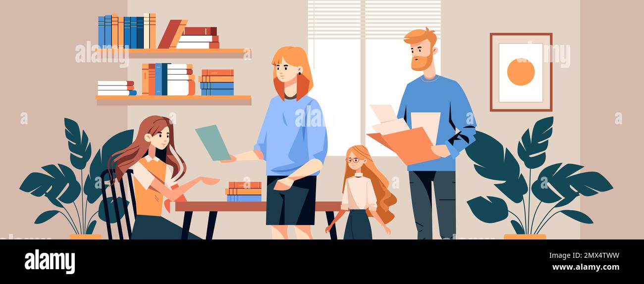 parents help children with lessons happy family doing homework teaching ...