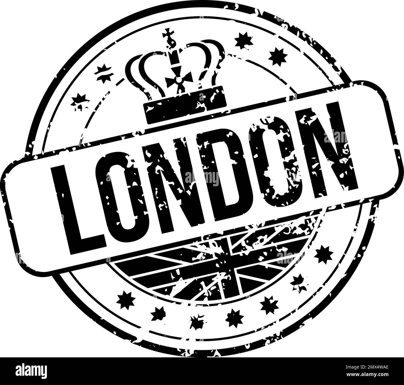 London air mail stamp. Grunge retro label Stock Vector