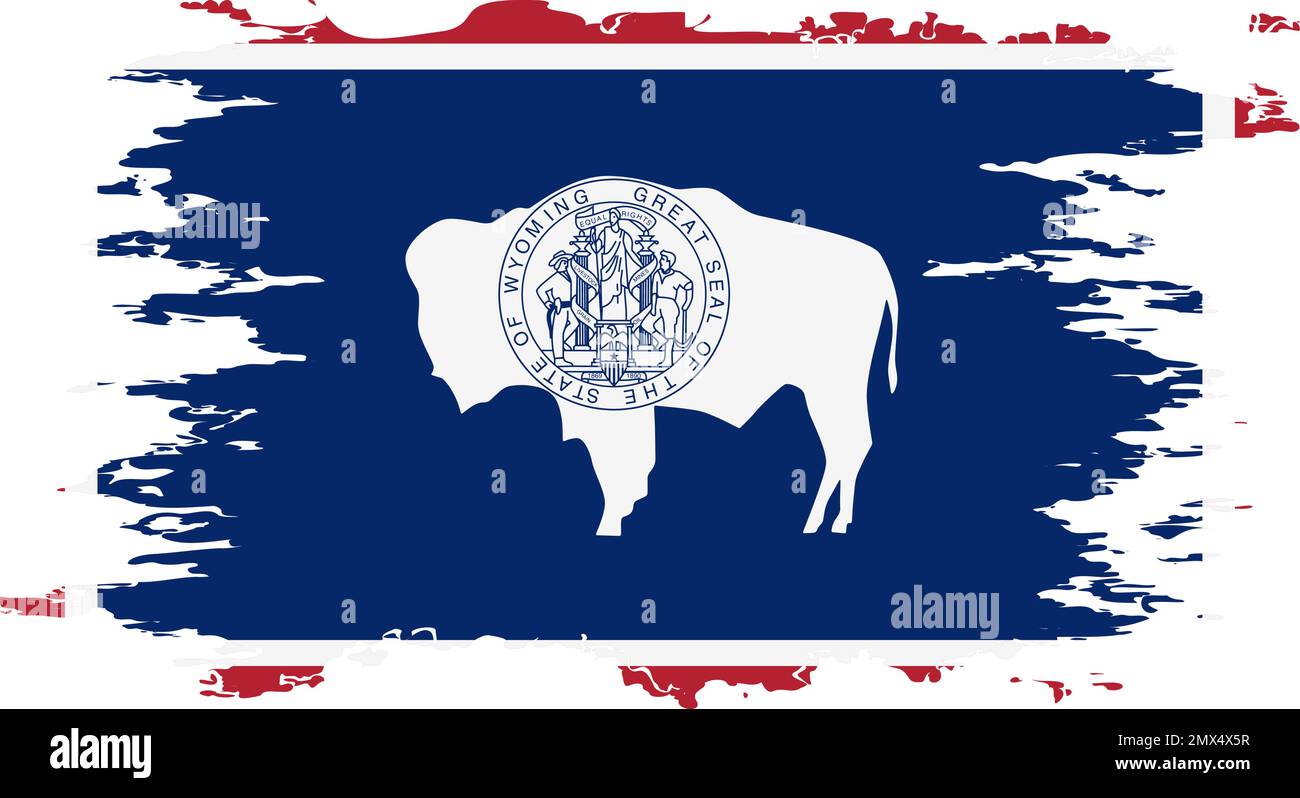 Wyoming US flag grunge brush color image, vector Stock Vector
