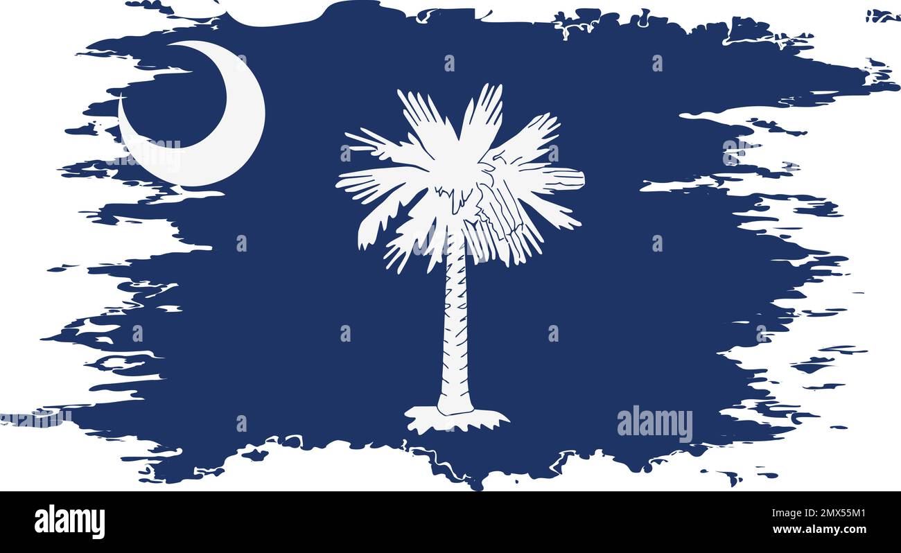South Carolina US flag grunge brush color image, vector Stock Vector