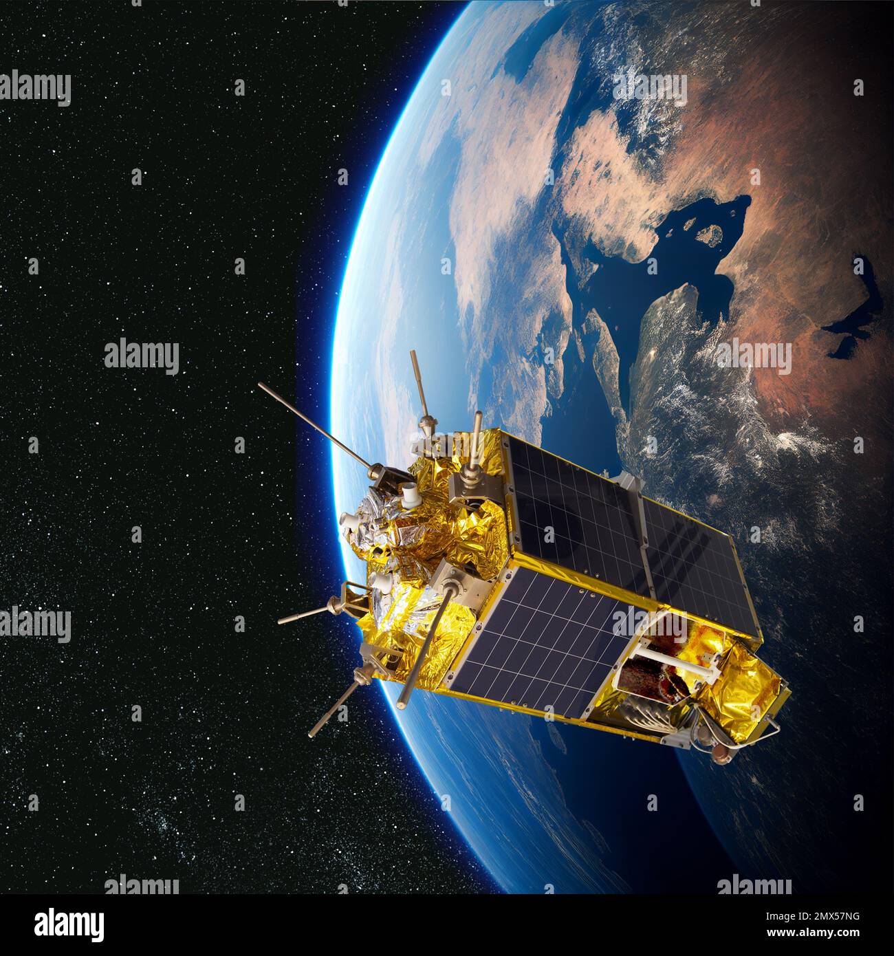 Modern scientific and educational space satellite at the Earth orbit