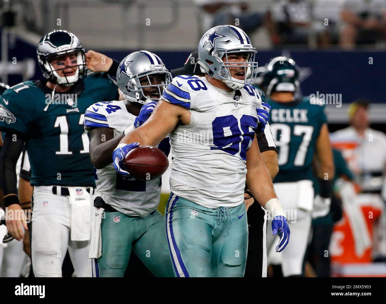 Dallas Cowboys defensive end Tyrone Crawford recovers a Philadelphia ...