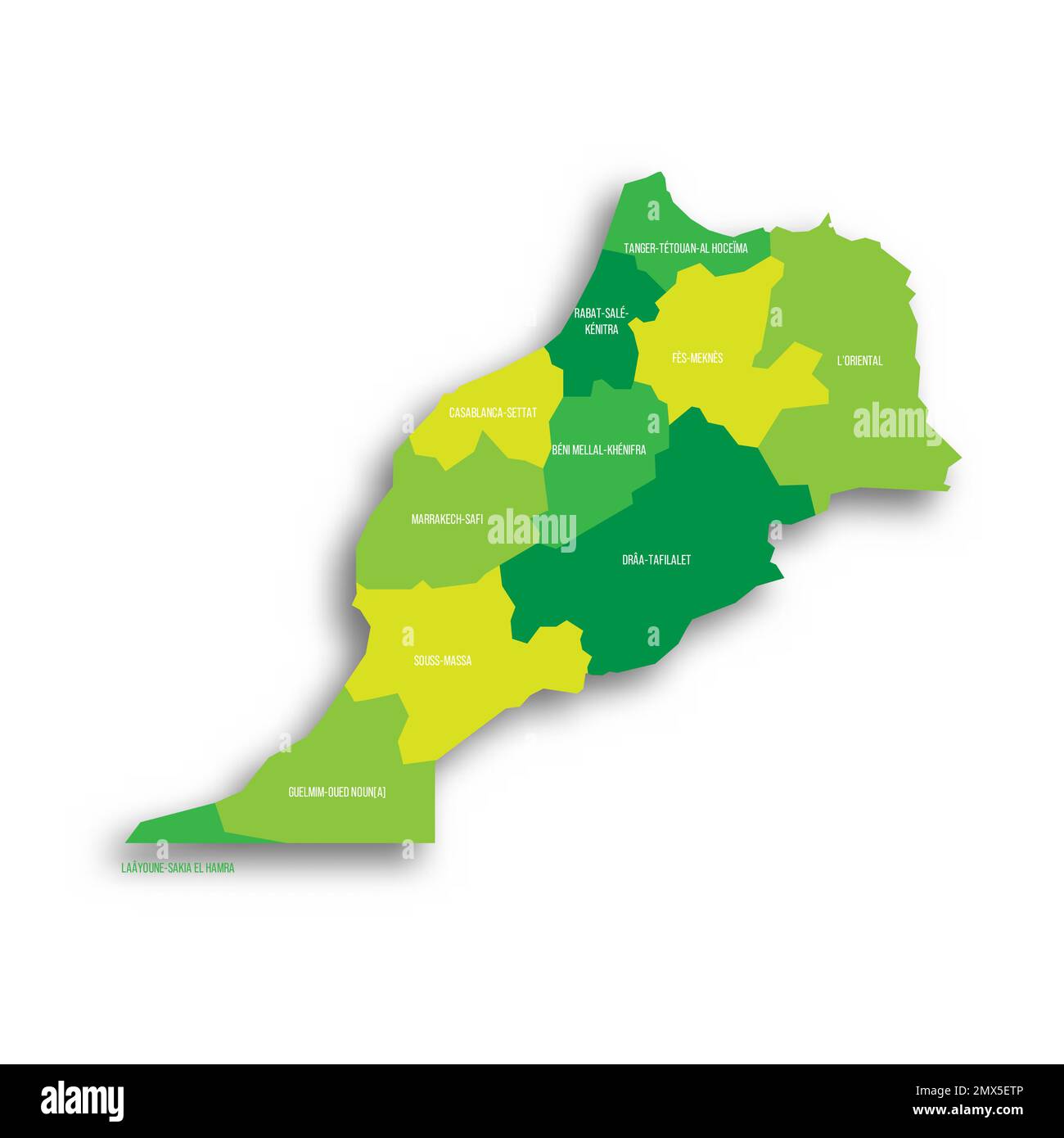 Morocco political map of administrative divisions Stock Vector Image