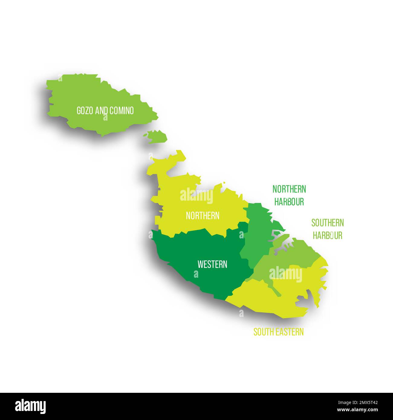 Malta political map of administrative divisions Stock Vector Image