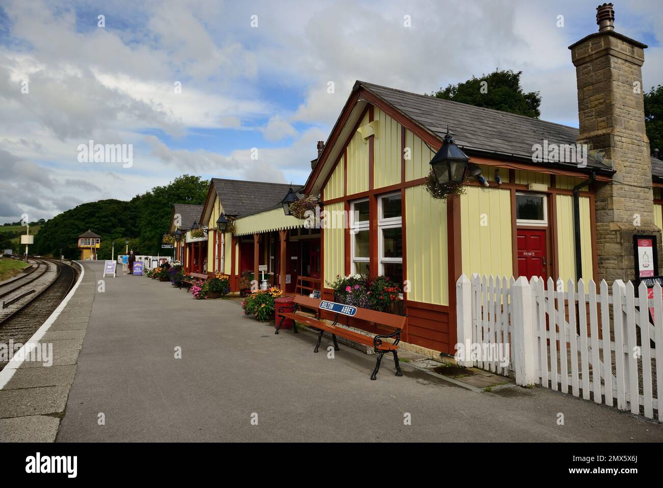 Bolton Abbey station on the Embsay and Bolton Abbey Steam Railway, North Yorkshire. Stock Photo