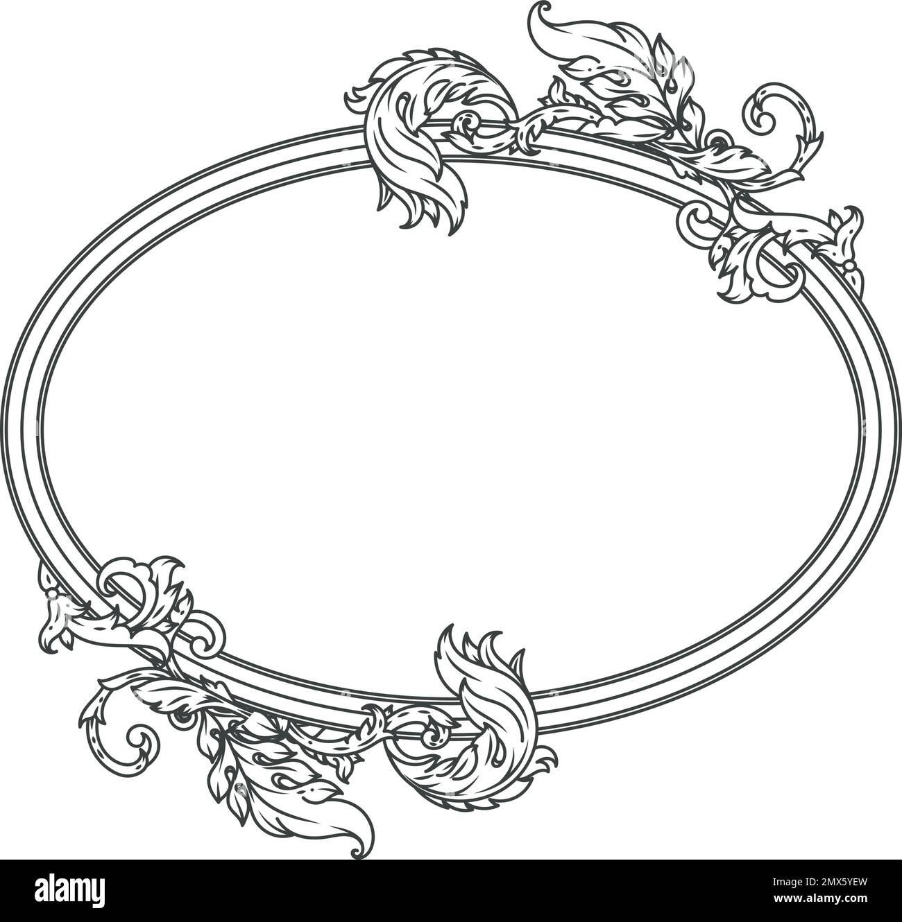 Elegant vintage oval border. Decorative filigree frame Stock Vector