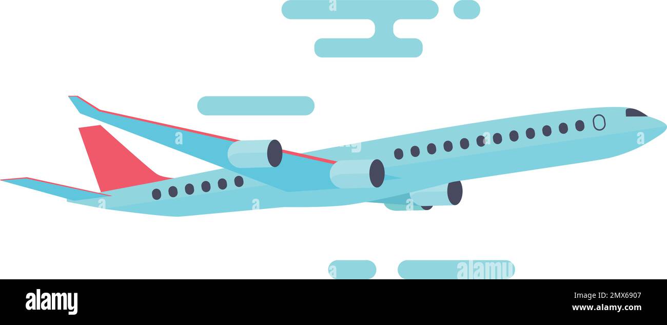 Plane flying in sky. Air travel color icon Stock Vector