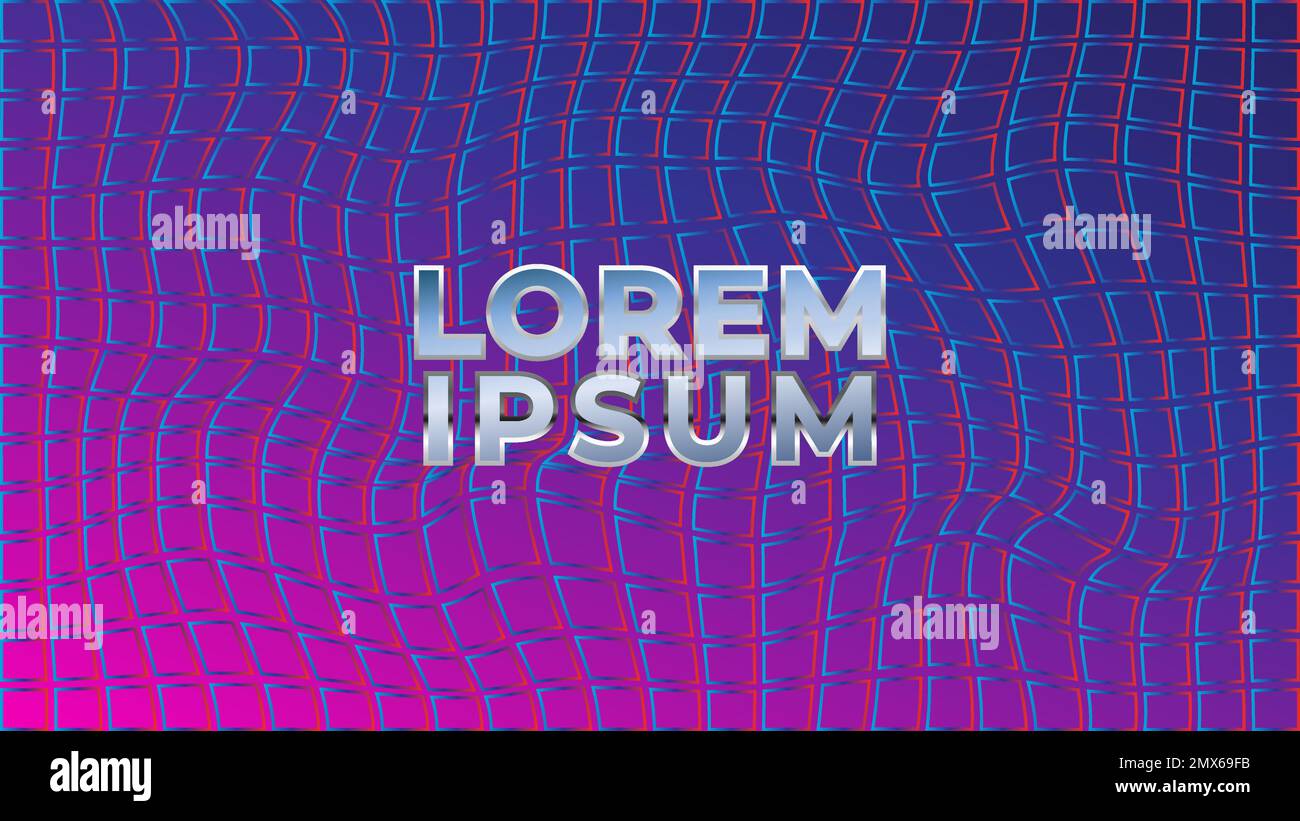 Futuristic wavy neon grid. Abstract background design template Stock Vector