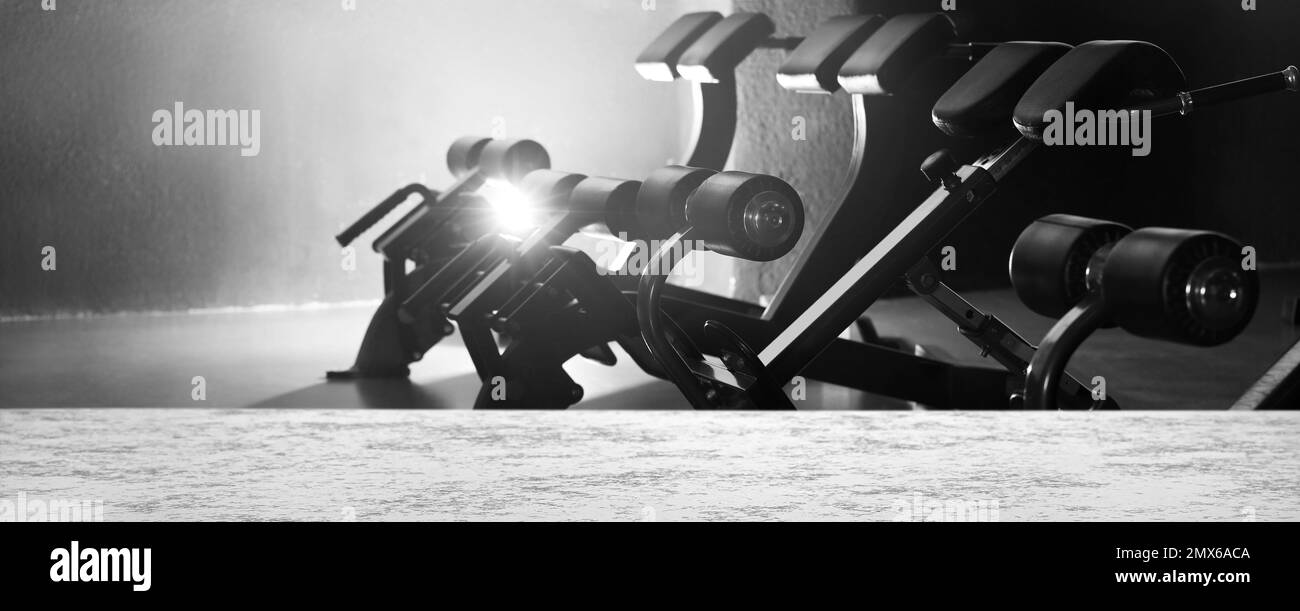 Empty stone surface in modern gym interior Stock Photo