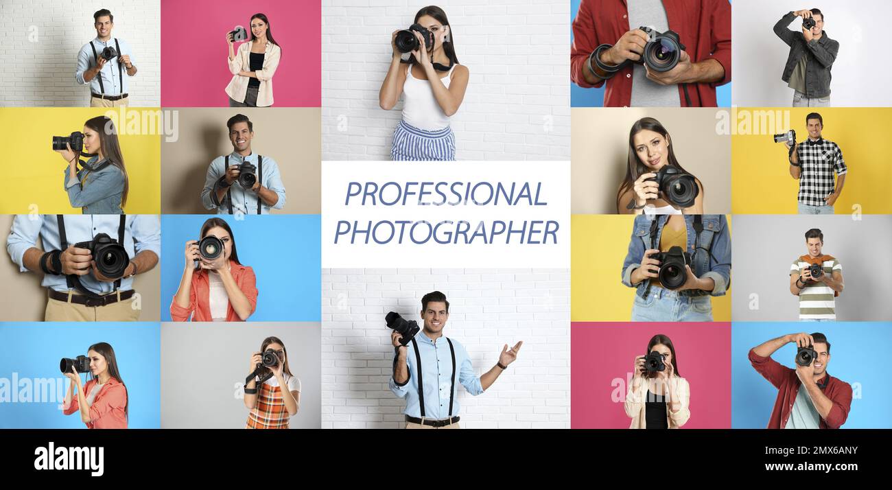 Collage of photos with professional artist's supplies Stock Photo - Alamy