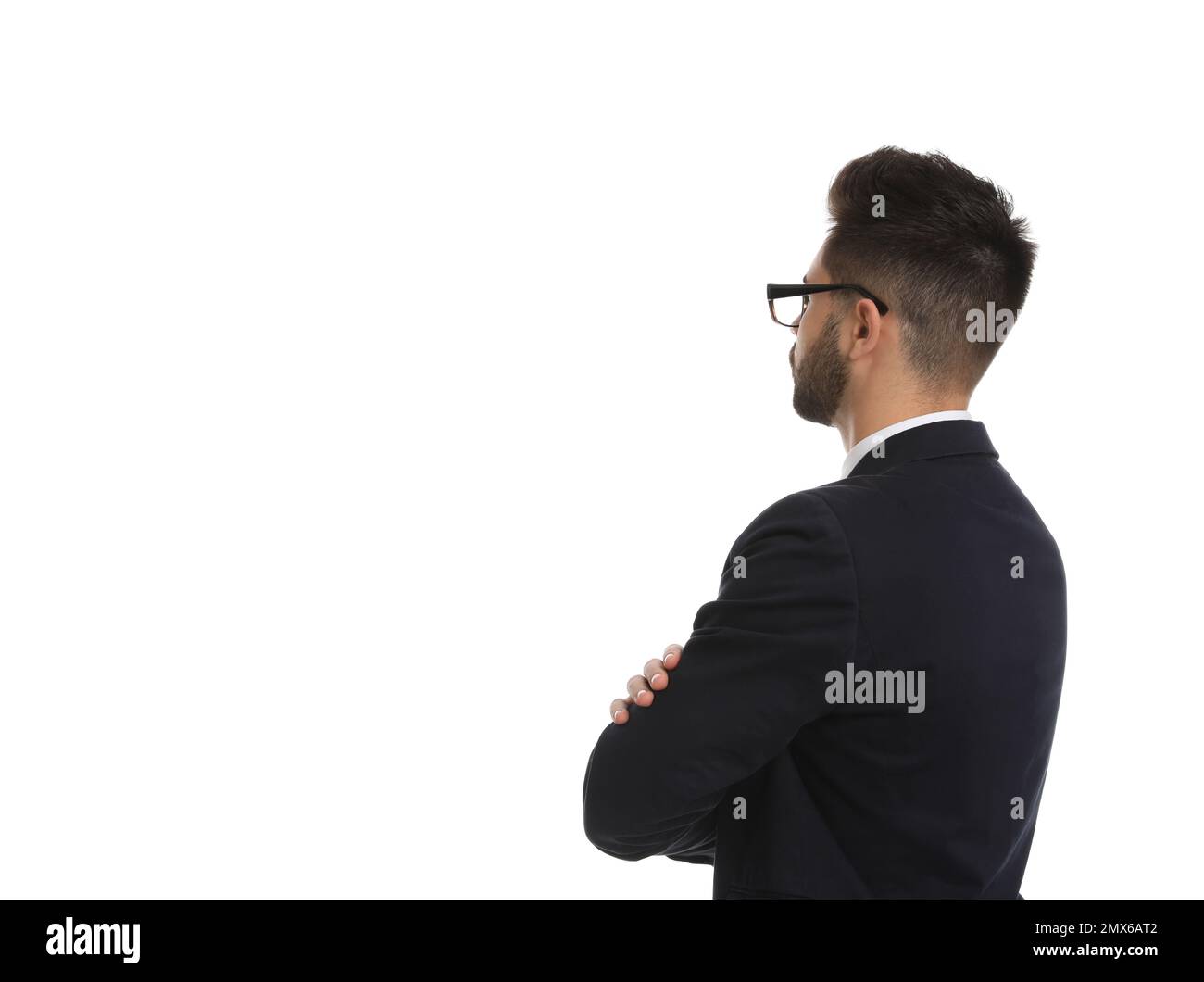Young businessman in suit on white background Stock Photo - Alamy