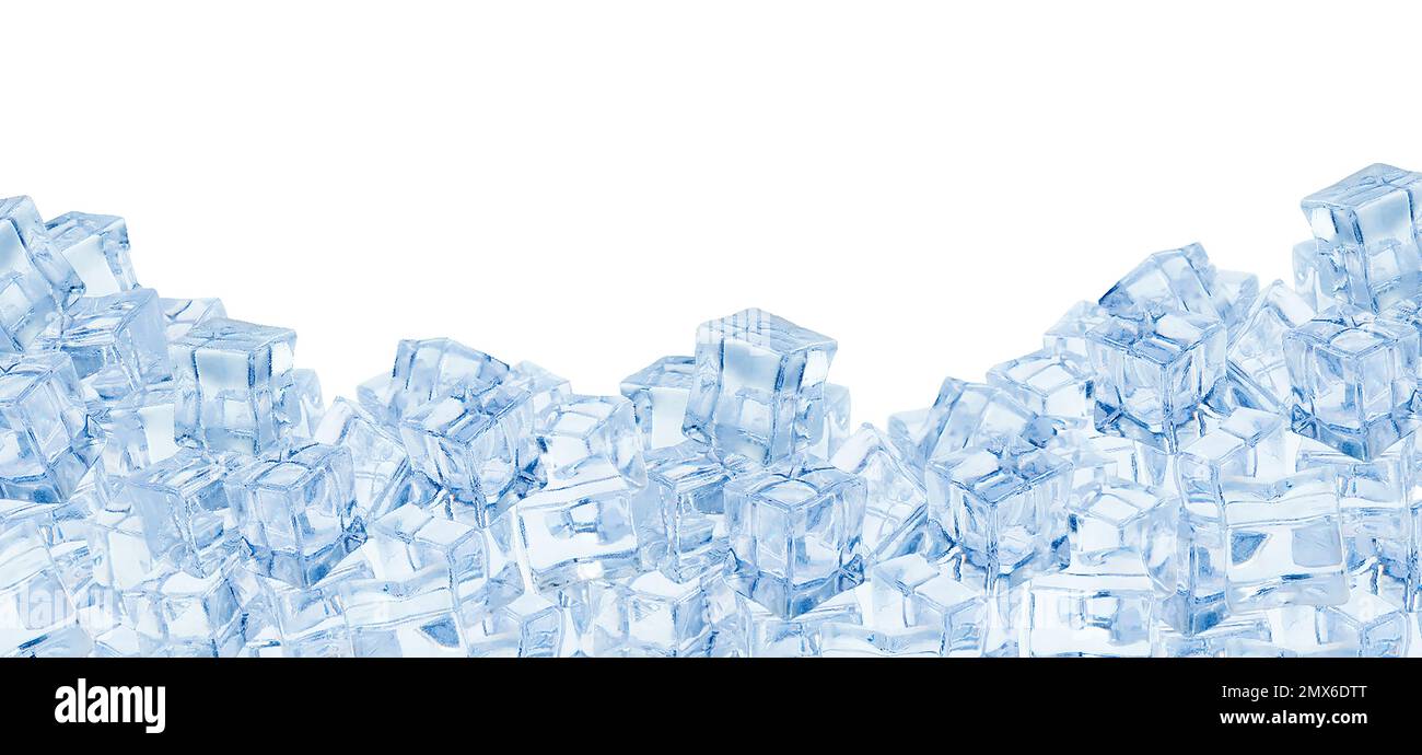 Set of crystal clear ice cubes on white background Stock Photo - Alamy