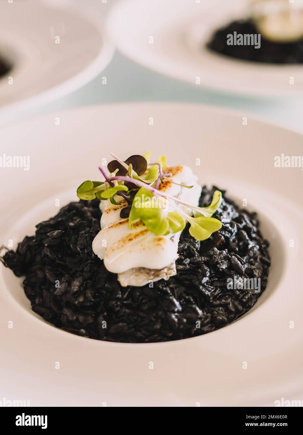 Black rice with cuttlefish and squid ink Stock Photo - Alamy