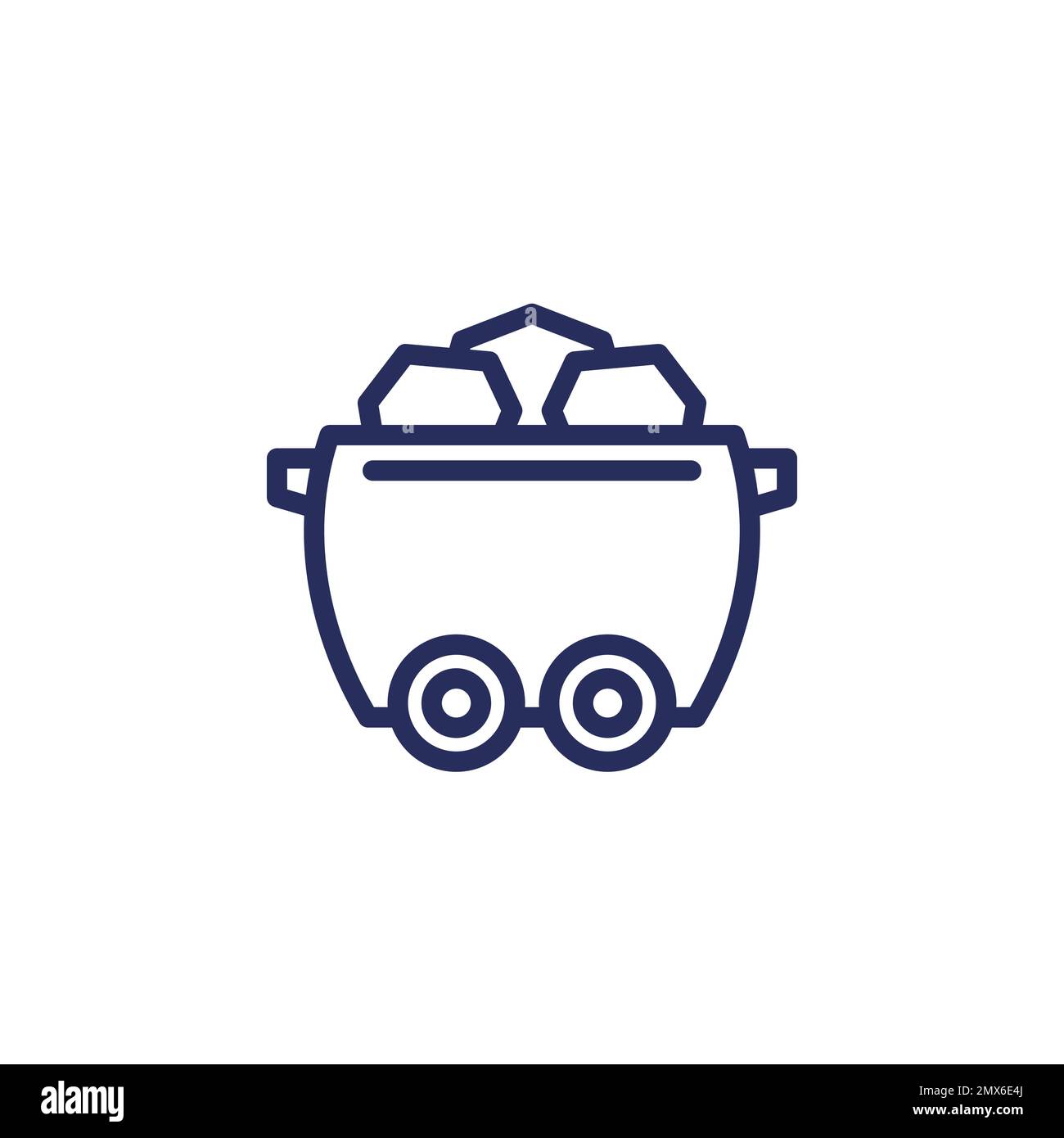 coal minecart or mine wagon line icon Stock Vector