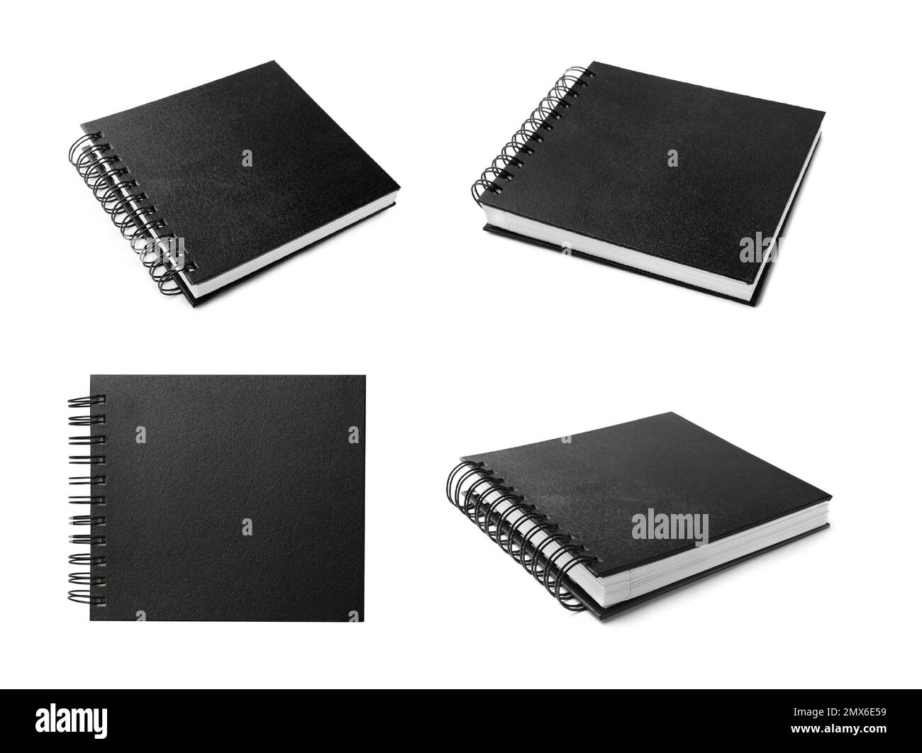 Set of black notebooks on white background Stock Photo Alamy