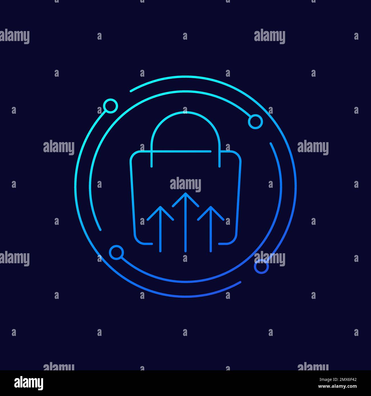 shopping line icon with bag and arrows, vector Stock Vector