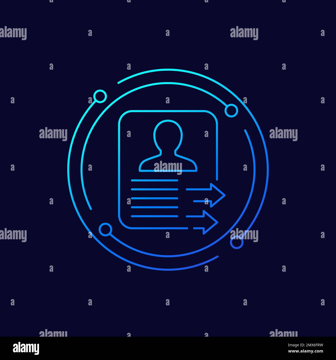 export profile, personal data icon, linear design Stock Vector