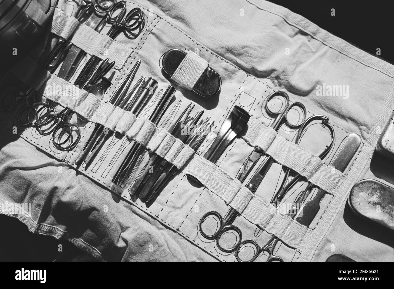 Old Medical And Surgical Instruments. Many Surgical Instruments For