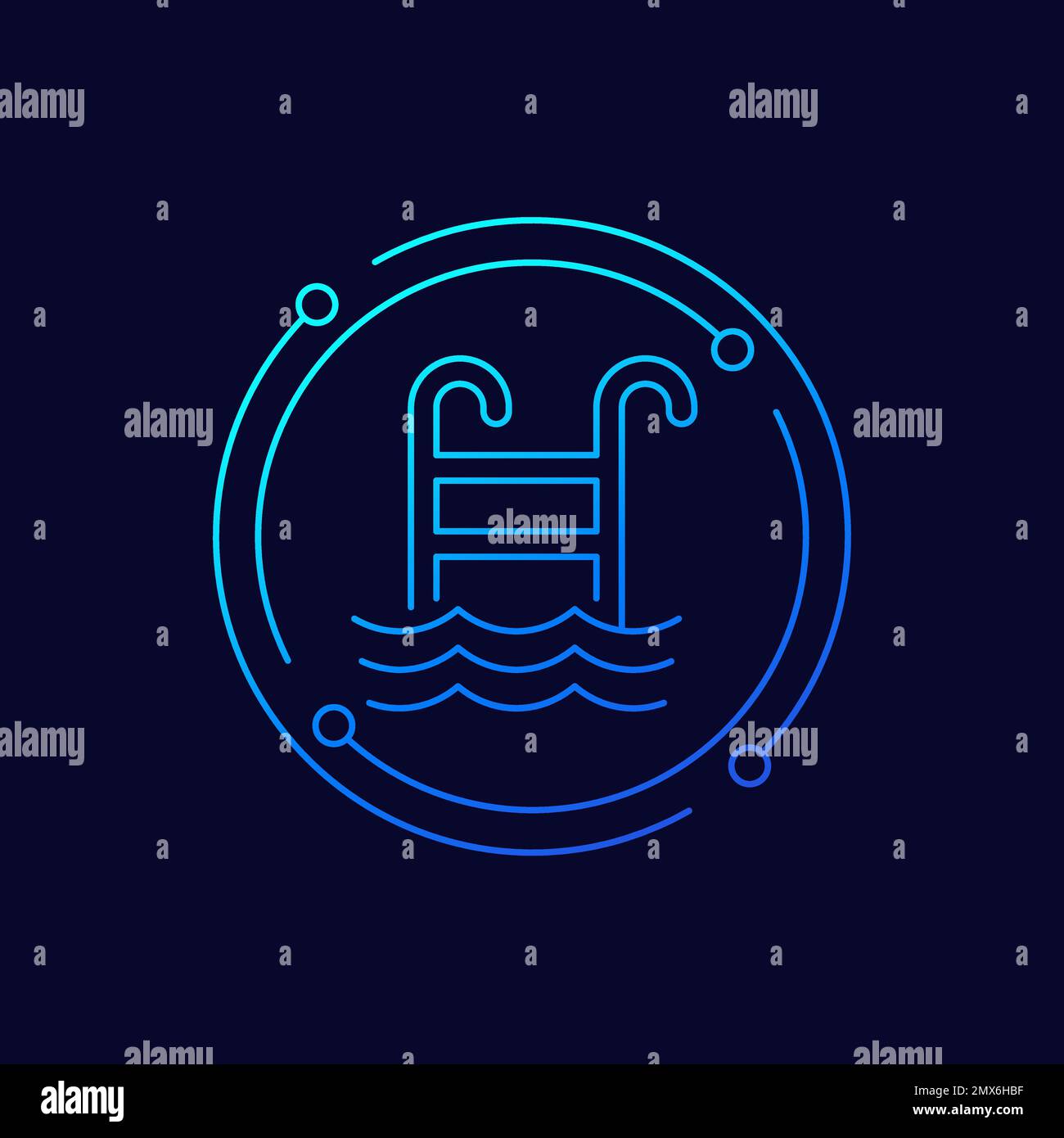 swimming pool icon, linear design Stock Vector