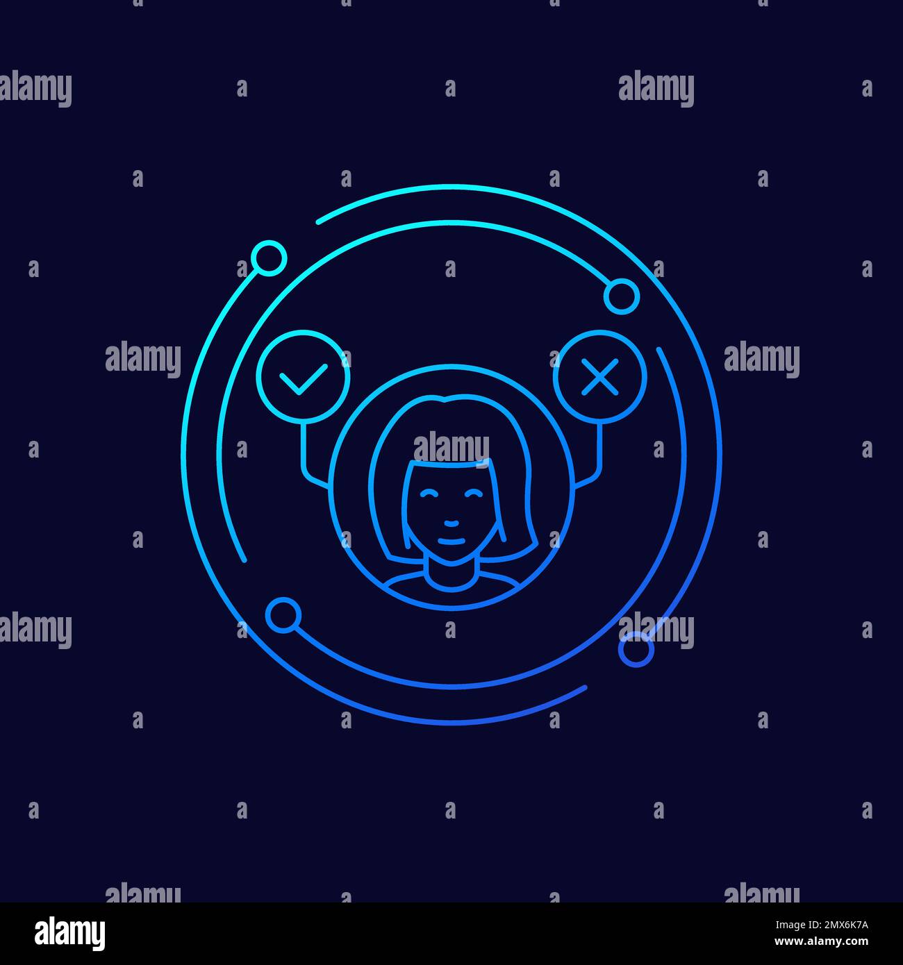Pros and cons line icon with a girl, vector Stock Vector Image & Art ...
