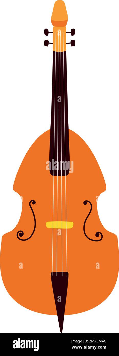 Bass string instrument. Classic orchestra color icon Stock Vector